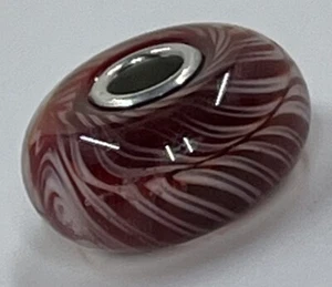 Vetro rosso bianco effetto piumato sterling 925 perline 1566 - Foto 1 di 5