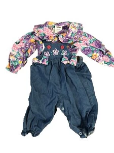 De colección 3-6 Meses 2 Piezas Denim/Floral Usado en Excelente Condición - Imagen 1 de 5