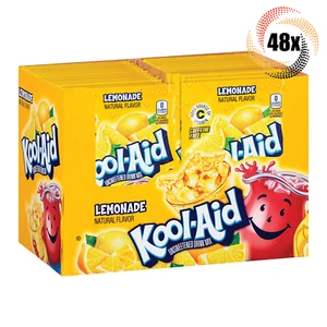 Full Box 48x Packets Kool-Aid Lemonade Flavor Soft Drink Mix | Caffeine Free | - Picture 1 of 5
