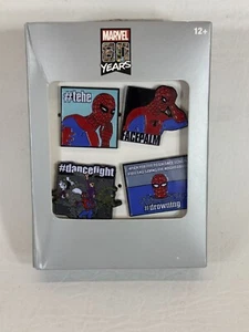 Marvel 80 Years Spiderman Meme Pin Set 4 pins Badges Total - Picture 1 of 2