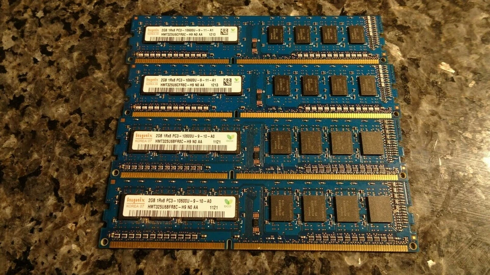 Genuine Hynix 8GB Memory (4X2GB) HMT325U6CFR8C-H9  1Rx8 PC3-10600U-9-11-A1 - Image 1 of 2