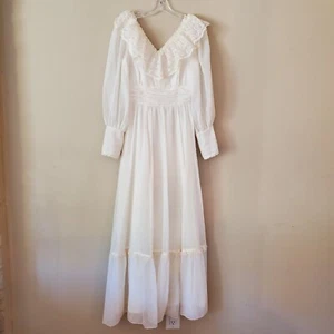 VTG CANDI JONES Prairie Pioneer Boho Wedding Party /Beach Wedding Dress  - Picture 1 of 13
