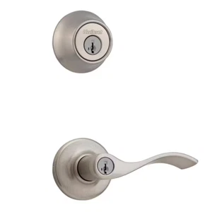 Kwikset Balboa Satin Nickel gleichschließend Eingangstürgriff und Einzylinderriegel - Bild 1 von 1