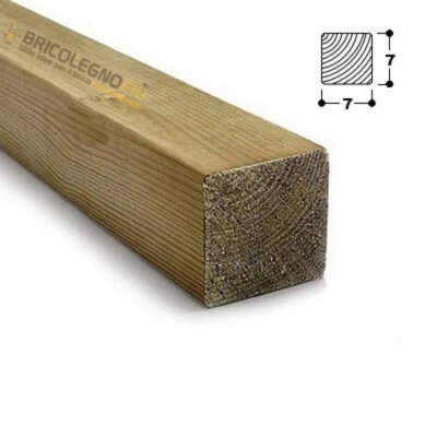 Morale in legno di pino impregnato in autoclave cm 7x7x300 palo per esterno - Immagine 1 di 4