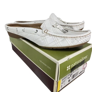 Zapatos Naturalizer Mules Tacón Bajo Punta Cuadrada Borla Blanco Mujer 7 M Mocasín - Imagen 1 de 11