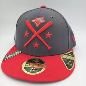 Toronto Blue Jays Hat New Era 59Fifty Baseball Cap 7-3/8 Low Profile Gray Red - Picture 1 of 8