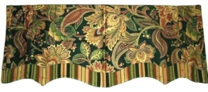 Ellis Mateo Montego Stripe Reverse Giacobino Floreale Waverly? VALANCE Nero 35X14 - Foto 1 di 6