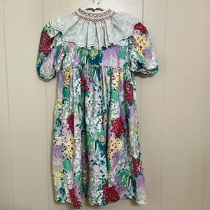 Vintage Snips N Snails Girls Dress Floral W/ Removable Lace Collar Sz 6X 80s 90s - Picture 1 of 8