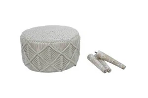 Hand Knitted Stool with Hand Carved Wooden Legs Style# 9013 - Picture 1 of 4