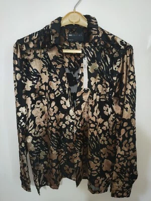 Camicia XS Con Rever Ampio Animalier Nero E Oro Asos Edition 2020 - Imagen 1 de 4