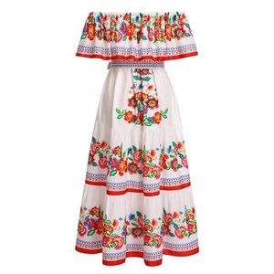 Mexican Dress for Women Traditional Fiesta Outfit Cinco De Mayo Bohemian Flor... - Picture 1 of 7