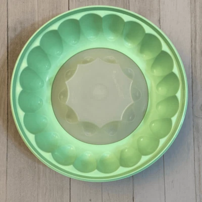 Vintage Tupperware 2 pc Green Jel-Ring Jello Gelatin Mold - Ice Ring - NO LID - Image 1 of 4