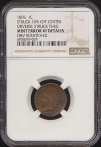 1895 Indian Cent NGC Mint Error VF Details *Struck 10% Off Center*Obv Scratched* - Picture 1 of 2
