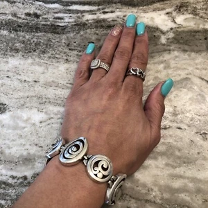 Brighton Vertigo Chunky Link Bracelet Silver Swirl 7” - Picture 1 of 9