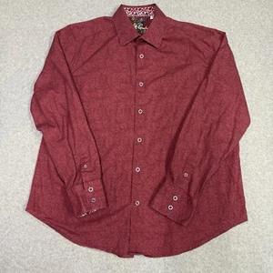 Robert Graham Shirt XL Armstrong Burgundy Geometric Long Sleeve Flip Cuff - Picture 1 of 18