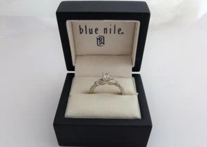 BLUE NILE 14KT WHITE GOLD PRINCESS CUT 0.53CTS VS1 H DIAMOND RING 0.71TCW SZ8 - Picture 1 of 10