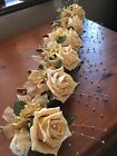 Wedding rose(light Gold)buttonholes x 6 diamante,Gold Bead Sprays,Gold Blossoms