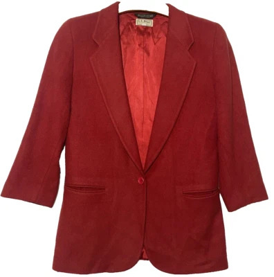Chaqueta Blazer LL Bean Roja Mujer Talla 6R Mezcla Lana Cachemira Brillante Hecha en EE. UU. De Colección Foto 1 de 4