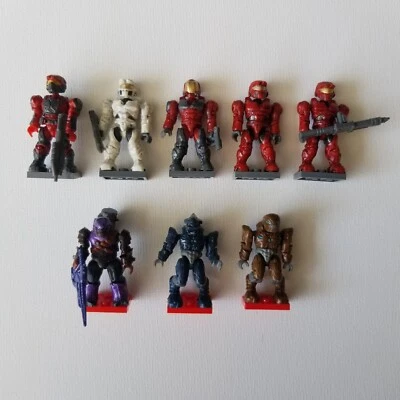 Mega Blox Construx Halo Figure Lot Of Seven Vgc Unsc White And Red Covenant X3 - Image 1 of 4