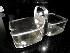WMF Contenitore Gelatina Menage Colazione Contenitore Vetro Pressato Cubo Cromargan Supporto - Foto 1 di 6