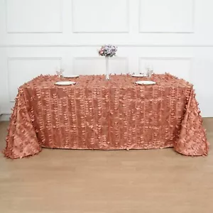 TERRACOTTA 90"x156" Taffeta Rectangular TABLECLOTHD 3D Leaves Design Party Event - Picture 1 of 8