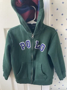 RALPH LAUREN Hoodie Sweatshirt 6 Boys Polo Dark Green Full Zipper Logo $85 Logo - Picture 1 of 16