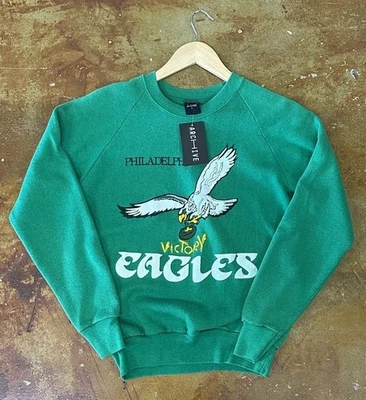 Винтажная толстовка Philadelphia Eagles Victory Kelly зеленая с круглым вырезом размер средний - Изображение 1 из 3