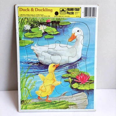 Vintage 1983 Golden Frame Tray Puzzle 12 pcs Duck & Duckling  - Image 1 of 4