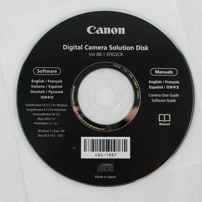 Disco de solución para cámara digital Canon versión 88.1 CD de software y manual Foto 1 de 4