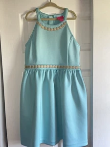 Lilly Pulitzer Girls Evelyn Fit & Flare Dress Light Aqua $98 Size L (8-10) - Picture 1 of 4