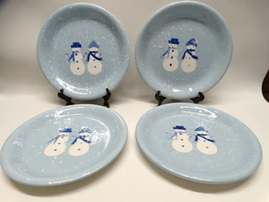 Set of 4 Target Home Holiday '07 Winter Frost Salad Plate with Snowman Couple - Picture 1 of 6