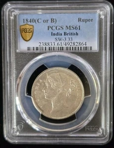 1840 B & C EAST INDIA COMPANY RUPIE PCGS MS61 - Bild 1 von 2