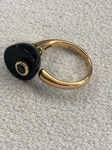 ¿Ónix superpuesto de oro de plata de ley .925? ¿Diópsido facetado? Anillo Talla 10 Estilo Deco - Imagen 1 de 16