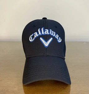 Callaway Golf schwarze eng anliegende Herrenmütze, silber/blau bestickt S/M leicht gebraucht - Bild 1 von 9