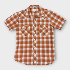 American Eagle Vintage Slim Fit Western Plaid Shirt Men’s Medium Orange - Picture 1 of 5