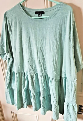 NEW LOOK CURVES GORGEOUS S/SLEEVE TOP SIZE UK 28 MINT GREEN - Image 1 of 4