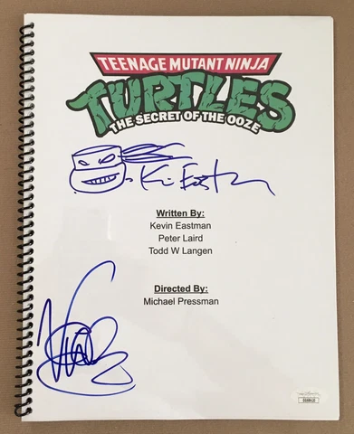 Vanilla Ice & Kevin Eastman Signed TMNT Secret Of The Ooze Script. Beckett COA Cover