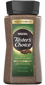 Nescafe Taster's Choice House Blend café instantáneo descafeinado 14 oz 1 paquete - Imagen 1 de 3