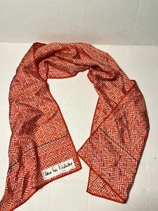 Vtg Diane Von Furstenberg Silk Scarf Oblong Red White Black Designer 53 x 13 - Picture 1 of 7