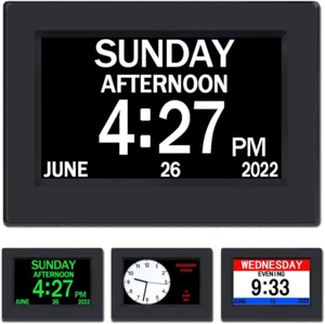 Clock with Day and Date for Elderly-3 Colors Display Digital Calendar Alarm Cloc - Picture 1 of 12