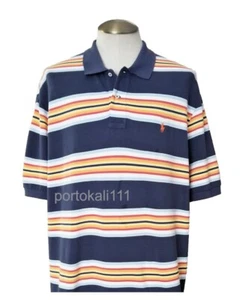 Neu Polo Ralph Lauren Herren gestreift Netz Polo Baumwolle Shirt 2XL mehrfarbig Neu mit Etikett - Bild 1 von 5