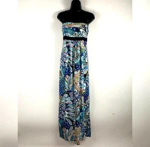 Worth Sz 6 Maxi Jubilee Dress blue floral jersey empire full long maxi new Mod - Picture 1 of 6