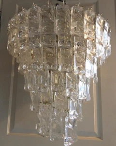 VTG Lucite Brass Spiral Chandelier Vibe Modern Abstract Disco Hollywood 70s Vibe - Picture 1 of 9