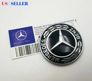 AMG Front Hood Emblem Matte Black Flat Laurel Wreath Badge W205 W213 - Imagen 1 de 4