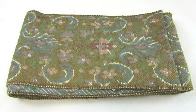 Vintage Cotton Jacquard 3 5/8" Woven Trim Muted Floral  33147 - Image 1 of 4