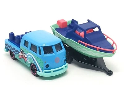 Camioneta Majorette Volkswagen T1 azul 'Buceo profundo' + remolque para barco 3" sin paquete Foto 1 de 4