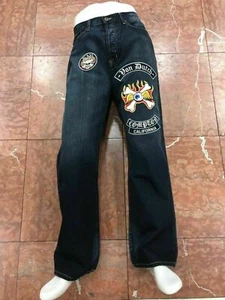 Men's VonDutch Dk Blue Double Patched Button Fly Jeans - Picture 1 of 7