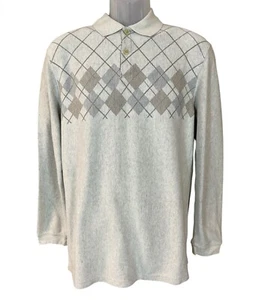 Haggar Langarm Poloshirt weicher Strick grau braun Argyle Medium - Bild 1 von 6