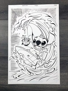 Lápiz y tintas de arte original 11x17 cubierta de cómic exclusiva de Lilo & Stitch - Imagen 1 de 1