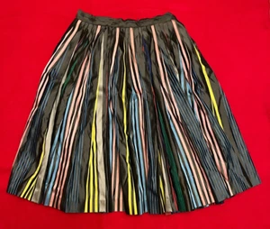 Vtg Nelly De Grab New York Colorful Vertical Stripe Taffeta Skirt Zips Sz XS - Picture 1 of 6